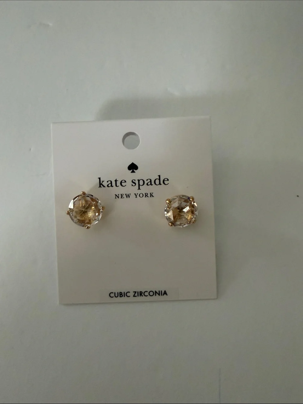 kate spade Gold-Tone Champagne Crystal Stud Earrings